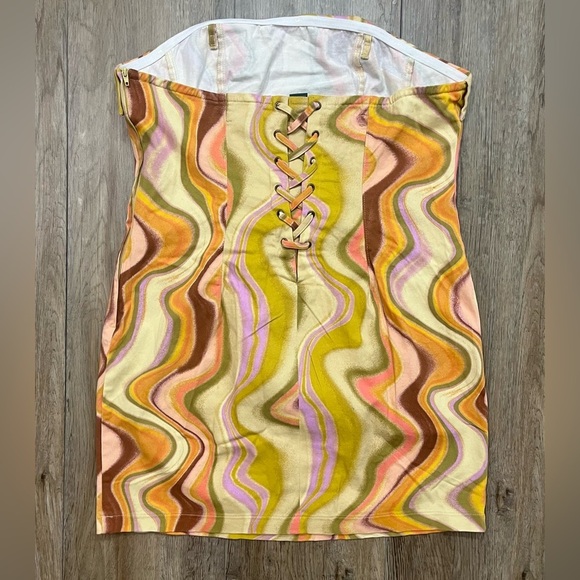 NWT Wild fable Retro Strapless Dress XL Short Mini Bodycon Corset Funky 60s 70s - Picture 11 of 14